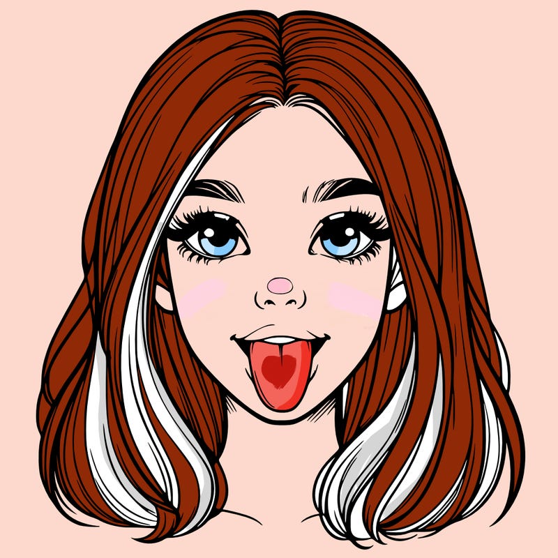 realistic girl with her tongue out