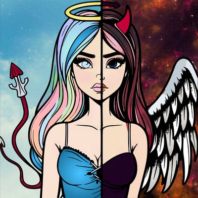 devil vs angel realistic girl