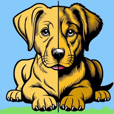 realistic dog split picture