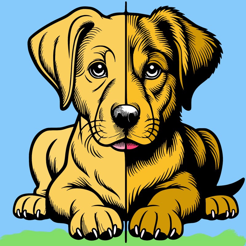 realistic dog split picture