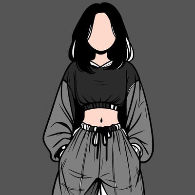 realistic girl faceless with baggy pants and a crop top