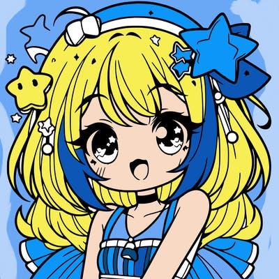 cute anime girl with star accessories