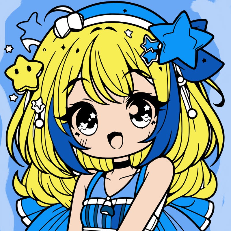 cute anime girl with star accessories