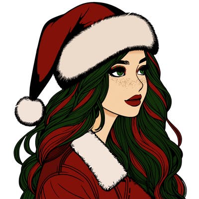 realistic girl in santa hat