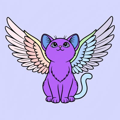 make a cute cat with big ears and wings