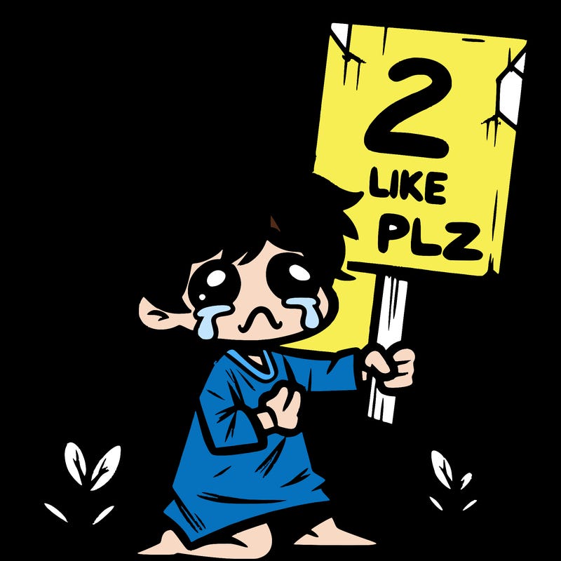 small poor toddler crying with sign that says 2 like plz