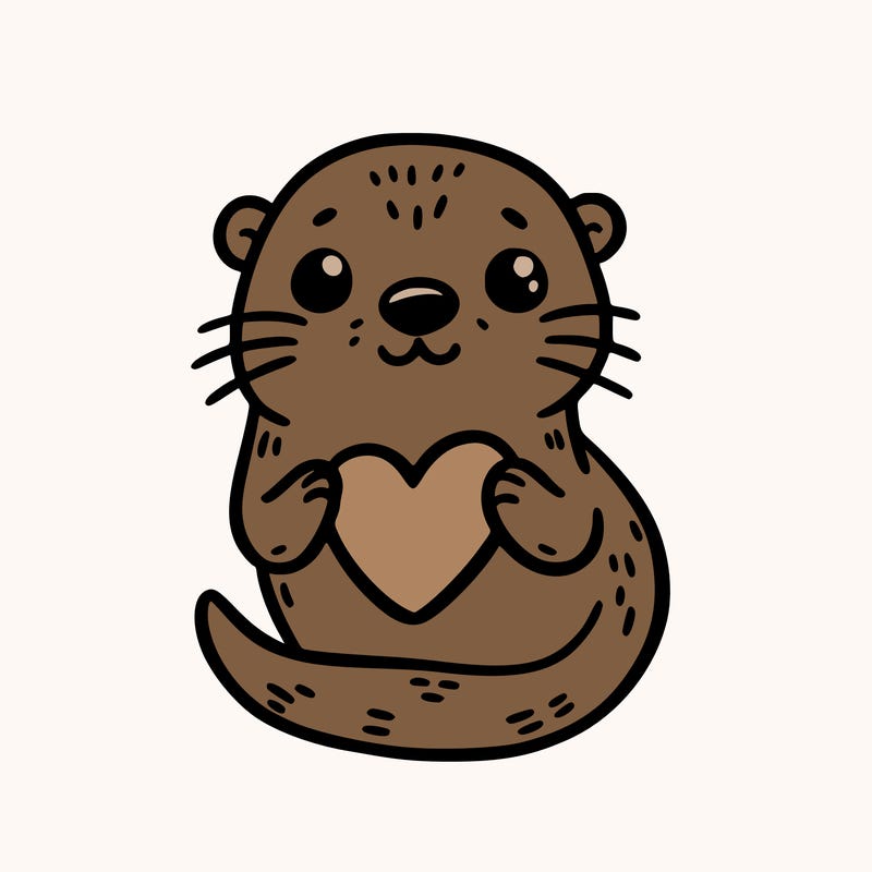 otter with a heart