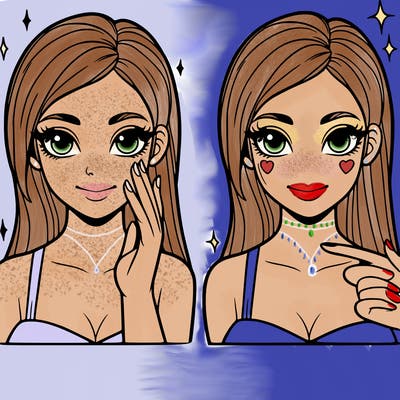 a girl showing her natural beauty in detail