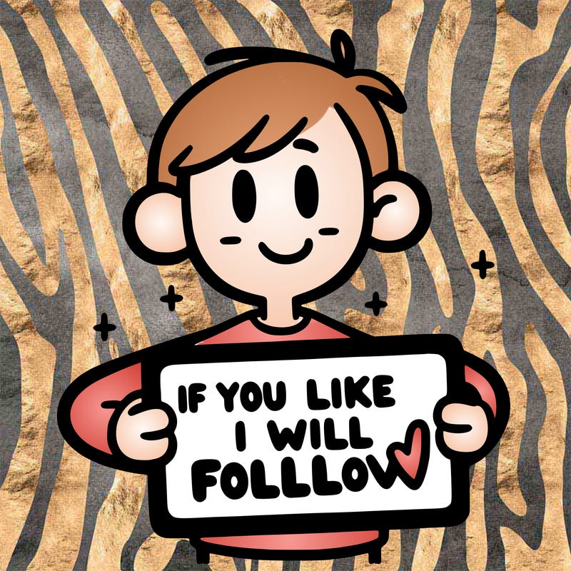a person holding a sign that says if you like i will follow