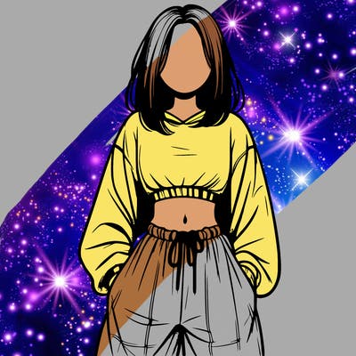 realistic girl faceless with baggy pants and a crop top