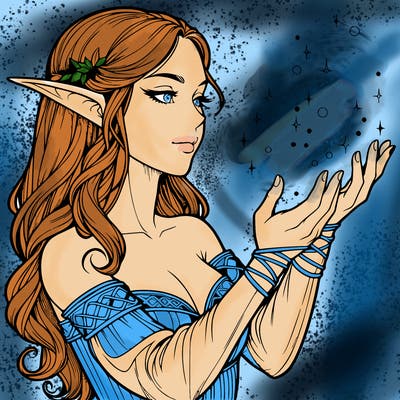 realistic elf girl doing magic