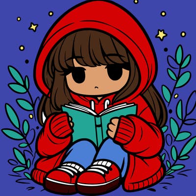 girl in oversized hoodie reading a book