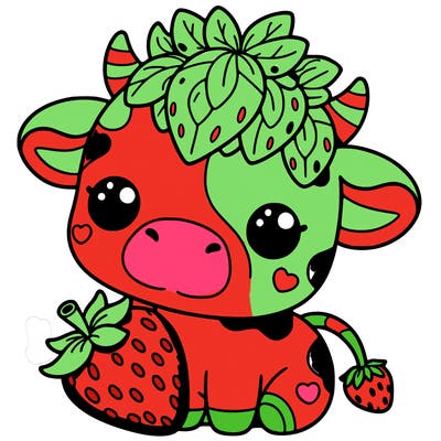 cute strawberry cow