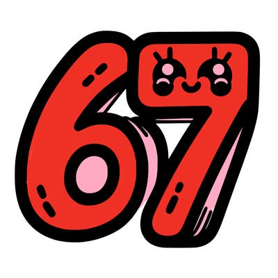 the numbers 67