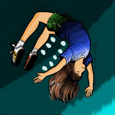 realistic girl doing a backflip