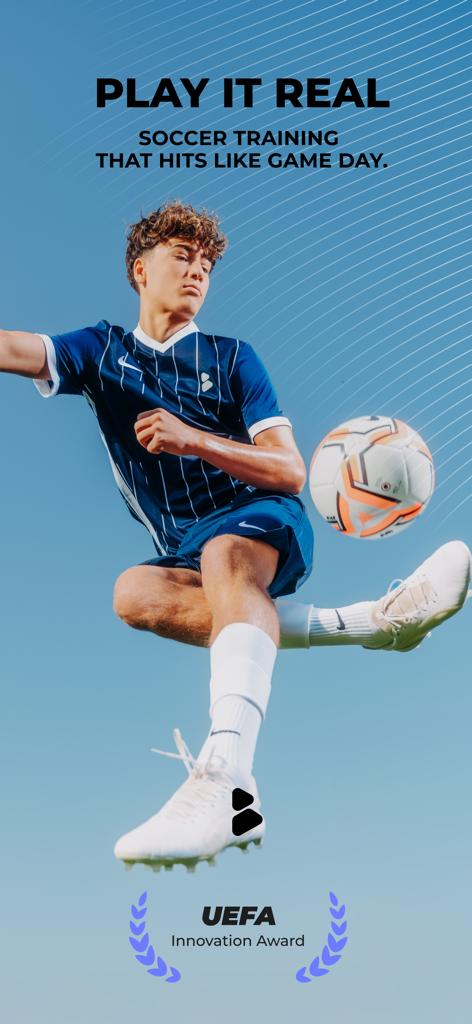 B42: Pro Soccer Training - A young male soccer player performing an athletic mid-air kick with a soccer ball