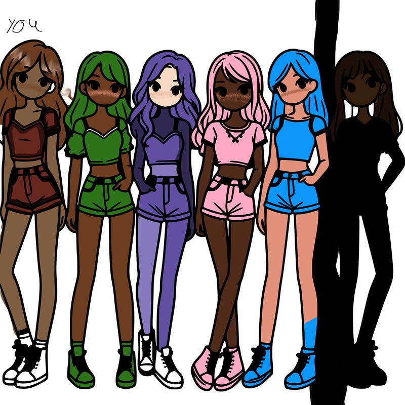 a group of girls wearing crop tops and shorts