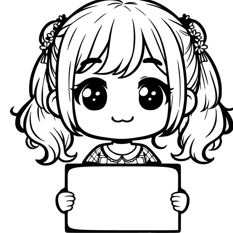 girl holding a blank sign blank face