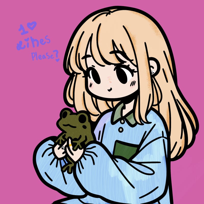 girl with long hair and a oversized shirt. and she is holding a frog