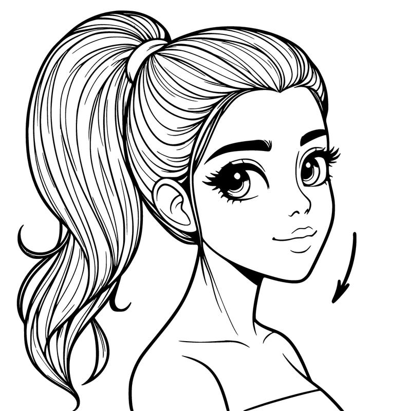 realistic girl with a high ponytail