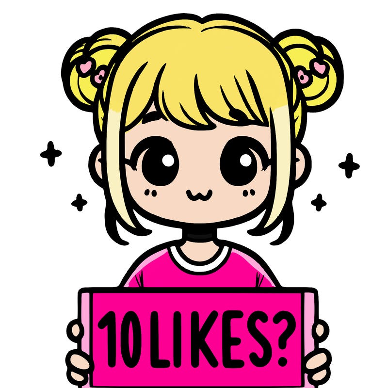 cute girl that is holding a sign that says 10 likes?