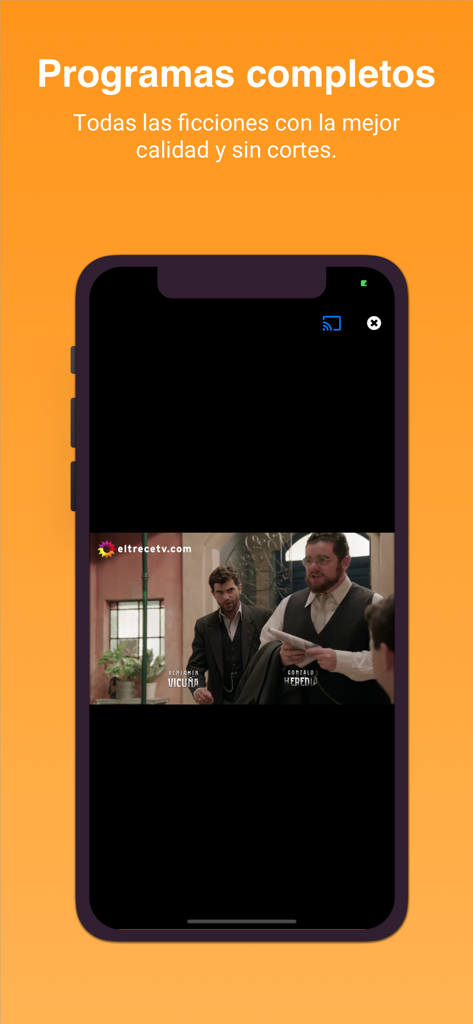 El Trece TV - Lecteur vidéo dans l'application El Trece TV affichant une scène d'une série télévisée argentine