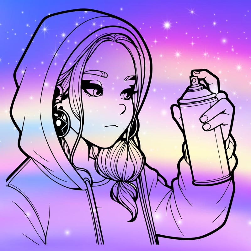 a realistic girl, spray painting