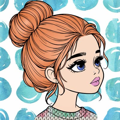 realistic girl with bun