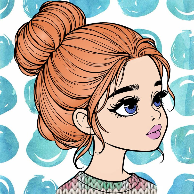 realistic girl with bun
