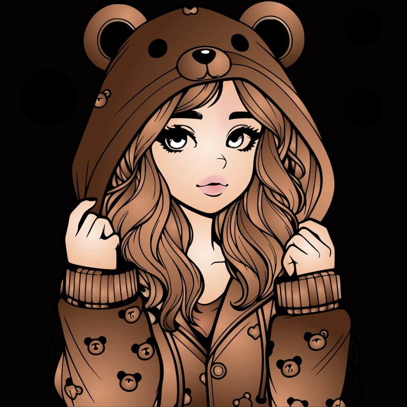 realistic girl in a animal pjs hoodie