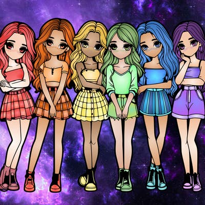 a group of girls realistic