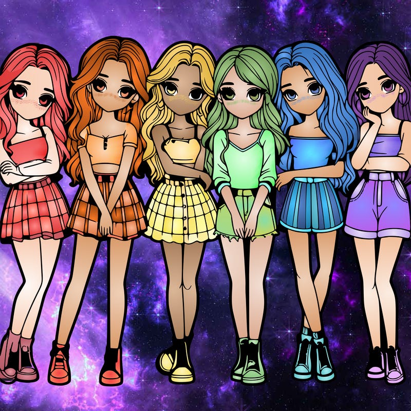 a group of girls realistic