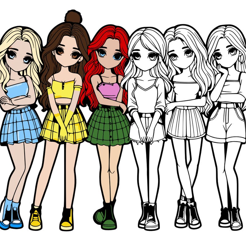 a group of girls realistic