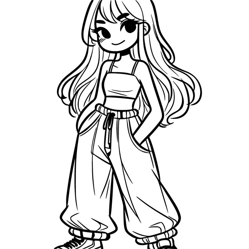 girl in crop top and baggy pants