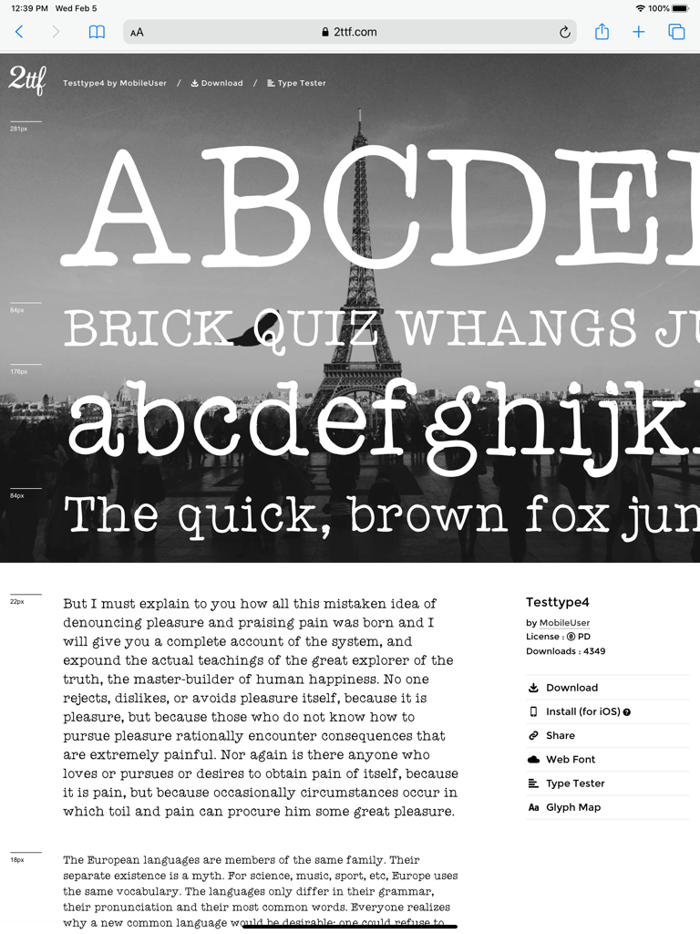 Eine Web-Galerie-Vorschau einer handgemachten Schriftart, die mit der iFontMaker-App erstellt wurde