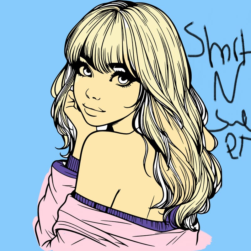 realistic girl with bangs looking over her shoulder