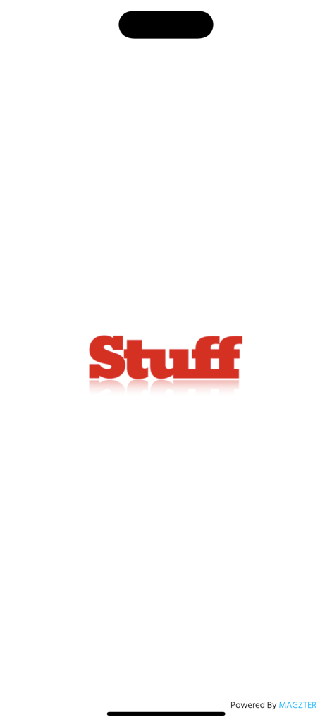 Schermata di caricamento dell'app Stuff Magazine con logo rosso