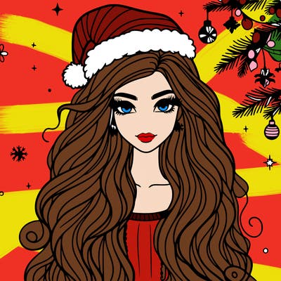 christmas fashionable female model and long hair
