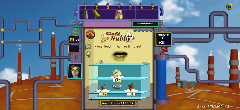 Nubby's Number Factory - The Cafe Nubby shop interface in Nubbys Number Factory game showing food items for sale