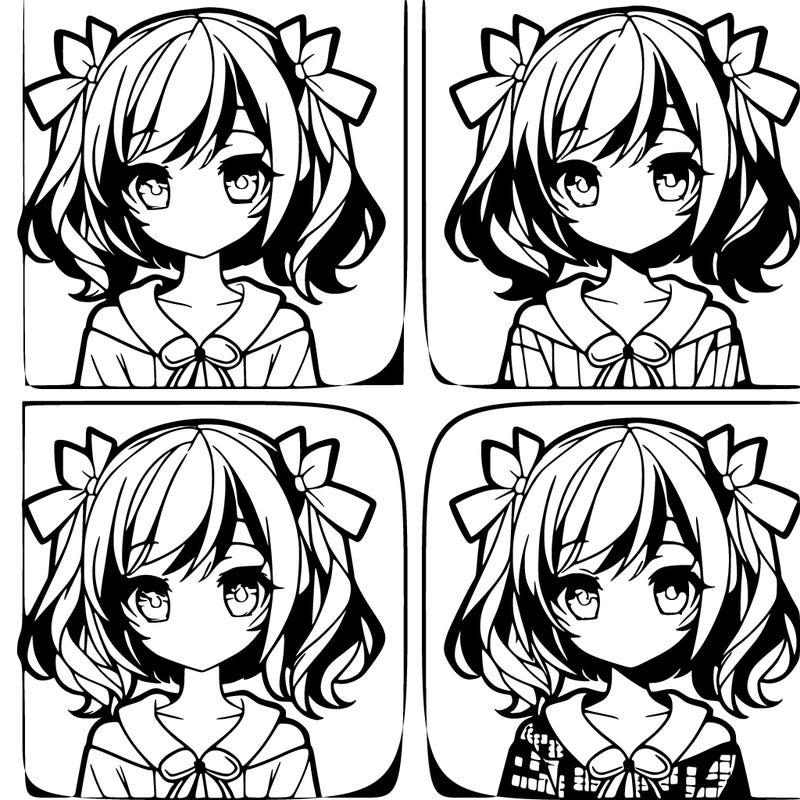 4 sections anime girl