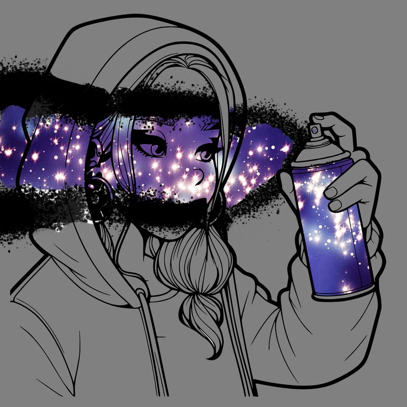 a realistic girl, spray painting