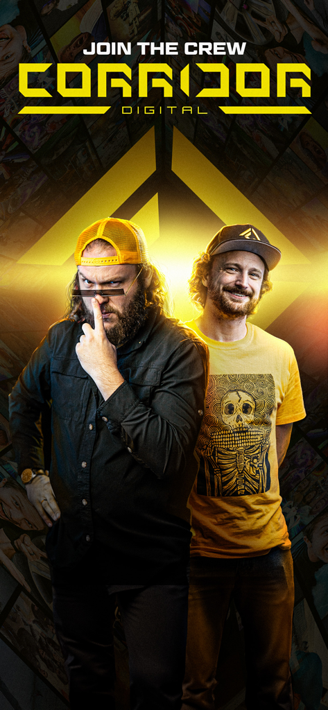 Corridor Digital - Corridor Digital app screen featuring creators with Join the Crew heading and yellow branding