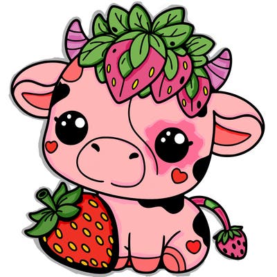 cute strawberry cow