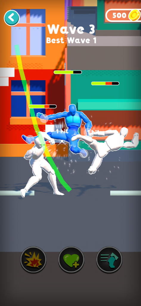Draw Fight: Freestyle Action - Blue character fighting enemies in Draw Fight Freestyle Action by drawing attack lines