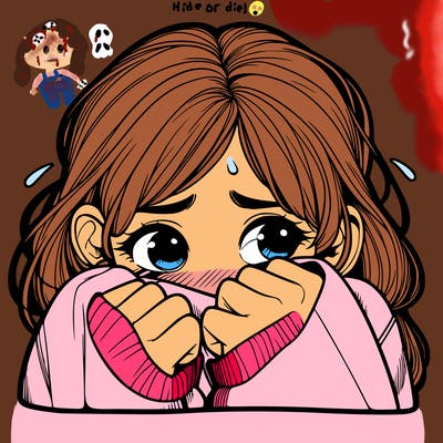 realistic girl trying to hide