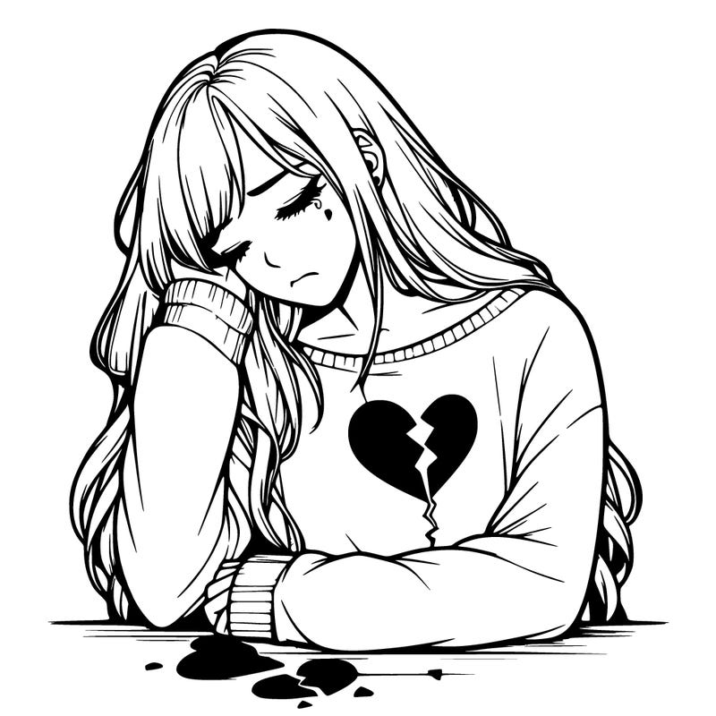 broken hearted girl realistic