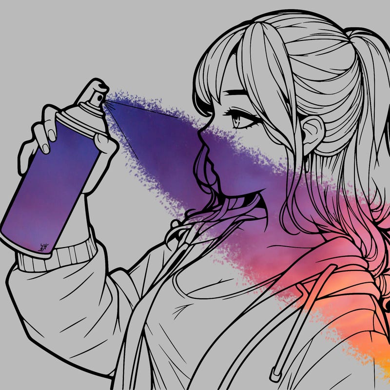 a realistic girl spray, painting