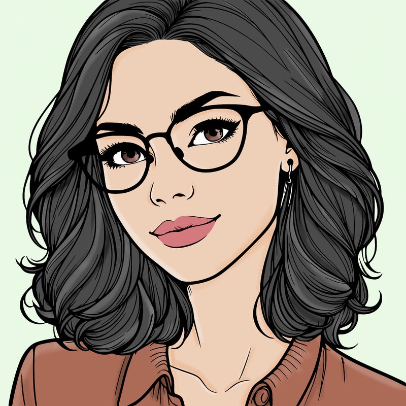 realistic woman with glasses