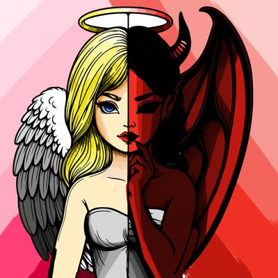 realistic angel half demon