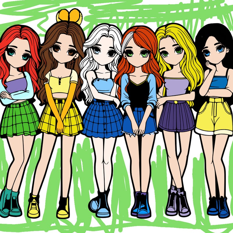 a group of girls realistic